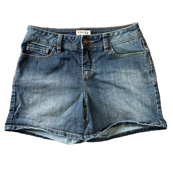 St. John's Bay Pants - St Johns Bay Ladies Denim Shorts Size‎ 4 Classic Cotton Blend Dark Stone Wash